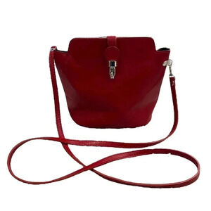 Vera Pelle Red Italian Leather Bucket Bag